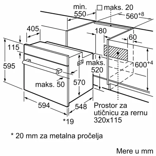 BOSCH Ugradni Set 1: Rerna HBF114ES0 + Indukciona ploča PUG611AA5D - Image 8