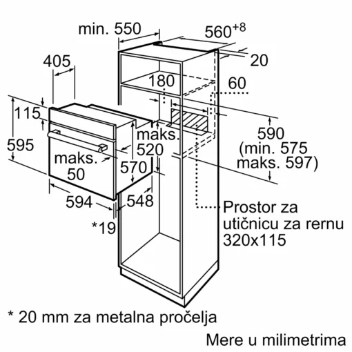 BOSCH Ugradni Set 1: Rerna HBF114ES0 + Indukciona ploča PUG611AA5D - Image 9