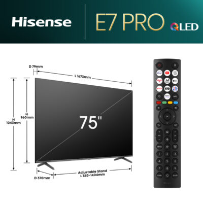 Alternative view of HISENSE 75 inča 75E7NQ PRO QLED 4K UHD Smart TV
