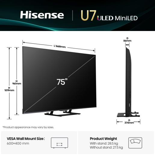 HISENSE 75 inča 75U7Q ULED Mini-LED 4K UHD Smart TV - Slika 2