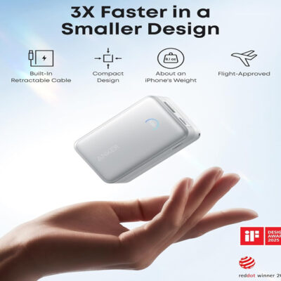 ANKER Nano 10000mAh, 45W, sa ugrađenim USB-C kablom na izvlačenje, Power Bank beli - Slika 3
