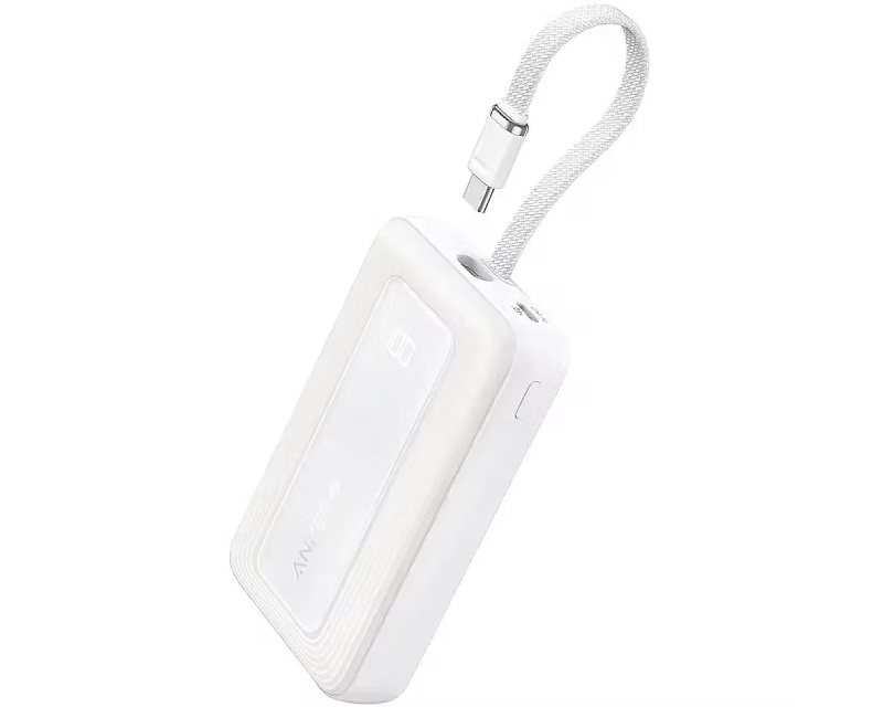 ANKER 20000mAh, 30W, sa ugrađenim USB-C kablom, Power Bank beli