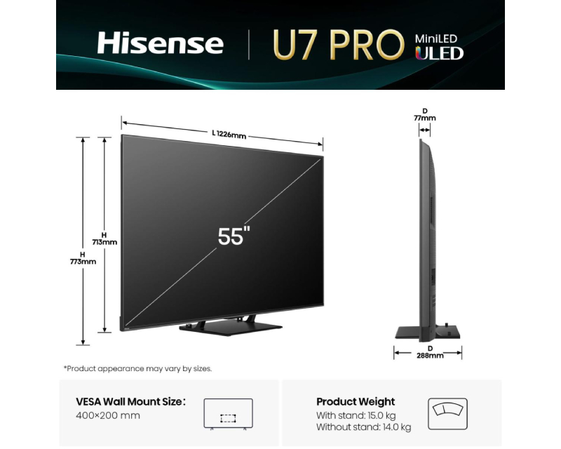 HISENSE 55 inča 55U7Q PRO ULED Mini-LED 4K UHD Smart TV - Slika 2
