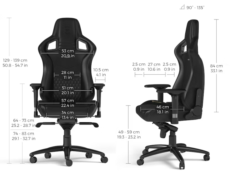 NOBLECHAIRS EPIC Real Leather Gaming stolica crna - Slika 4